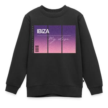 Ibiza, my love. Andenken mit GPS Daten - Kinder Premium Organic Sweatshirt - Schwarz - Vorne - AI Model Kid Female (0cm)