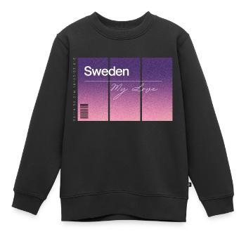 Sweden my love. Andenken mit GPS Daten - Kinder Premium Organic Sweatshirt - Schwarz - Vorne - AI Model Kid Female (0cm)