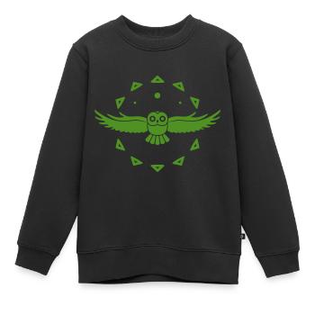 Eule - Vogel - Naturschutz - Tierfreund - Kinder Premium Organic Sweatshirt - Schwarz - Vorne - AI Model Kid Female (0cm)