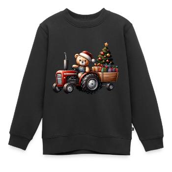 Teddy as Santa Claus with tractor - Kids Premium Organic Sweatshirt - black - Front - AI Model Kid Female (0cm)