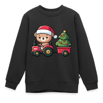 Teddy as Santa Claus with tractor and trailer - Kids Premium Organic Sweatshirt - black - Front - AI Model Kid Female (0cm)