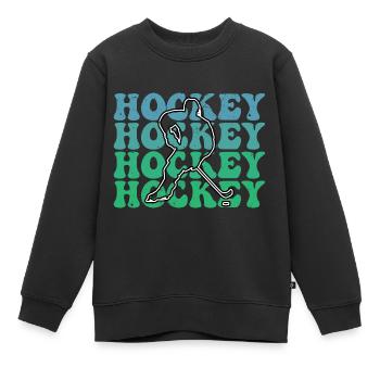Eishockey Schlittschuhe Puck Hockey Frauen - Kinder Premium Organic Sweatshirt - Schwarz - Vorne - AI Model Kid Female (0cm)