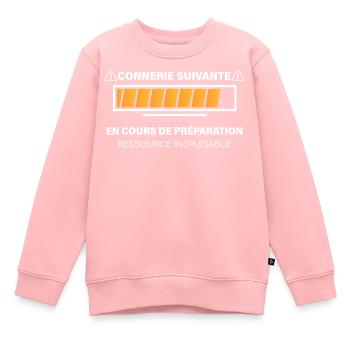 Connerie et bétise en téléchargement - Sweat Premium enfant bio - rose - Devant - AI Model Kid Female (0cm)