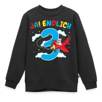 3. Geburtstag Katze Flugzeug Flieger Geschenk - Kinder Premium Organic Sweatshirt - Schwarz - Vorne - AI Model Kid Female (0cm)