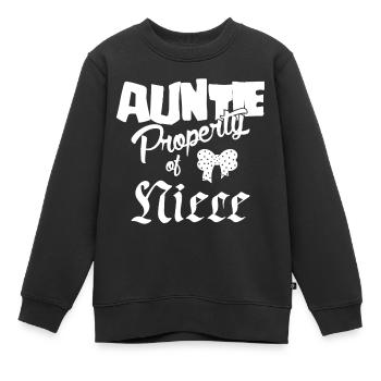 Auntie Property of Niece - Kids Premium Organic Sweatshirt - black - Front - AI Model Kid Female (0cm)