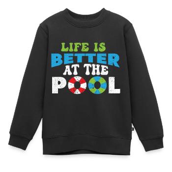 Schwimmer Schwimmen 50 Meter Bahn Brustschwimmen - Kinder Premium Organic Sweatshirt - Schwarz - Vorne - AI Model Kid Female (0cm)