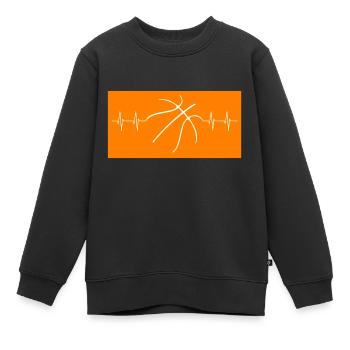 Basketball Herzschlag heartbeat Streetball - Kinder Premium Organic Sweatshirt - Schwarz - Vorne - AI Model Kid Female (0cm)