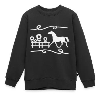 Poulain de cheval Étalon Vacances équestres - Sweat Premium enfant bio - noir - Devant - AI Model Kid Female (0cm)