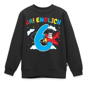 6. Geburtstag Katze Flugzeug Fliegen Geschenk - Kinder Premium Organic Sweatshirt - Schwarz - Vorne - AI Model Kid Female (0cm)