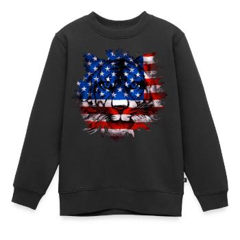 USA - Kinder Premium Organic Sweatshirt - Schwarz - Vorne - AI Model Kid Female (0cm)
