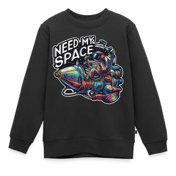 J’ai besoin de ma place Spaceman avec vaisseau spatial - Sweat Premium enfant bio - noir - Devant - AI Model Kid Female (0cm)