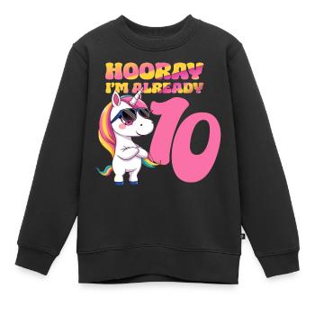 Licorne Anniversaire 10 ans Licorne Anniversaire - Sweat Premium enfant bio - noir - Devant - AI Model Kid Female (0cm)