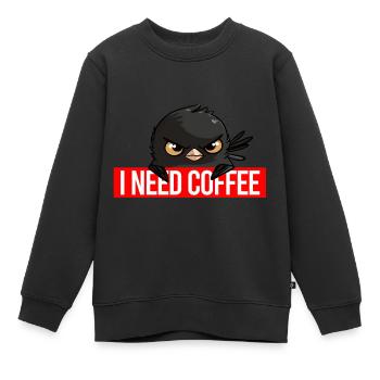 Angry Bird - J’AI BESOIN DE CAFÉ - Sweat Premium enfant bio - noir - Devant - AI Model Kid Female (0cm)