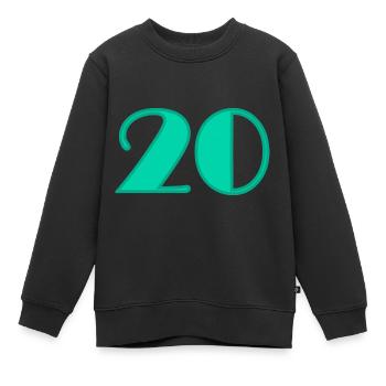 20 ANS,20e ANNIVERSAIRE,ANNIVERSAIRE 20 ANS,20 - Sweat Premium enfant bio - noir - Devant - AI Model Kid Female (0cm)