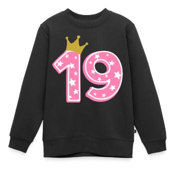 19 Krone 19. Geburtstag 19 Jahre - Kinder Premium Organic Sweatshirt - Schwarz - Vorne - AI Model Kid Female (0cm)