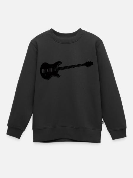 Guitare basse noire 4 cordes électrique acoustique - Sweat Premium enfant bio - noir