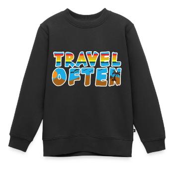 Voyage, Voyage, Vacances, Vacances, Voyage - Sweat Premium enfant bio - noir - Devant - AI Model Kid Female (0cm)
