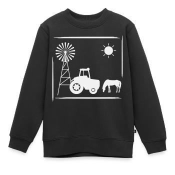 Horse Windmill Ranch Outback Vacances de vacances - Sweat Premium enfant bio - noir - Devant - AI Model Kid Female (0cm)