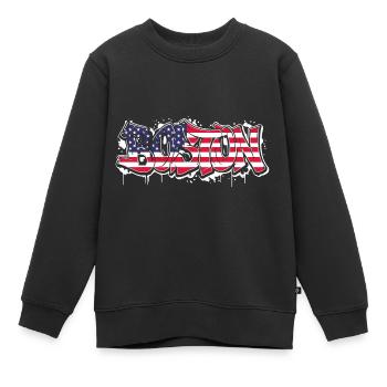 Boston Graffiti-Kunst - Urbaner Stil mit USA Fahne - Kinder Premium Organic Sweatshirt - Schwarz - Vorne - AI Model Kid Female (0cm)