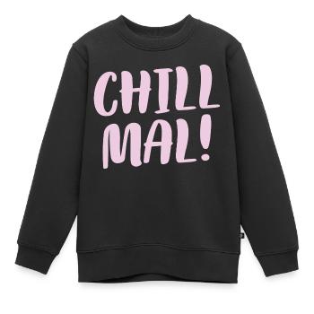 Cooles Lässiges Faulenzer Faultpelz Chill Mal - Kinder Premium Organic Sweatshirt - Schwarz - Vorne - AI Model Kid Female (0cm)