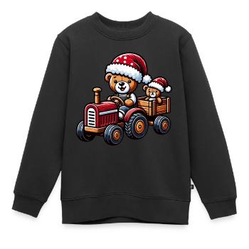 Teddy as Santa Claus with tractor - Kids Premium Organic Sweatshirt - black - Front - AI Model Kid Female (0cm)
