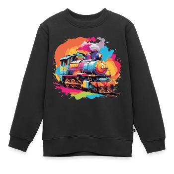 Petite locomotive jouet Locomotive colorée - Sweat Premium enfant bio - noir - Devant - AI Model Kid Female (0cm)