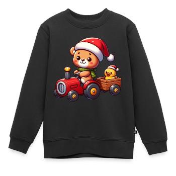 Teddy comme le Père Noël et petit canard mignon - Sweat Premium enfant bio - noir - Devant - AI Model Kid Female (0cm)