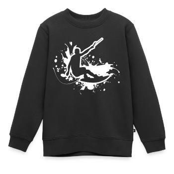 Wakeboarder Splatter Splash motif - Sweat Premium enfant bio - noir - Devant - AI Model Kid Female (0cm)