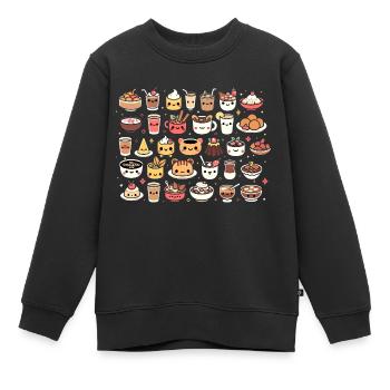 Kawaii Food Delights - Kids Premium Organic Sweatshirt - black - Front - AI Model Kid Female (0cm)
