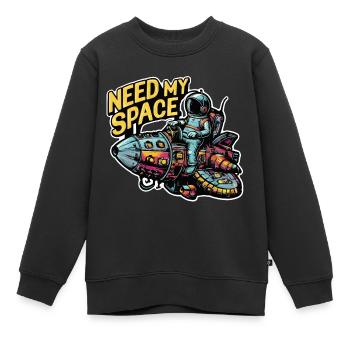 J’ai besoin de ma place Spaceman avec vaisseau spatial - Sweat Premium enfant bio - noir - Devant - AI Model Kid Female (0cm)