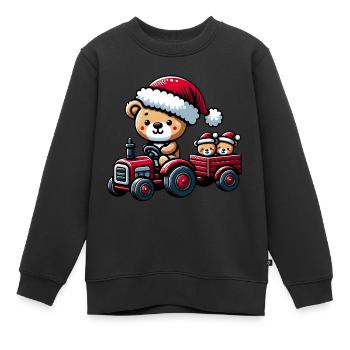 Teddy as Santa Claus with tractor - Kids Premium Organic Sweatshirt - black - Front - AI Model Kid Female (0cm)