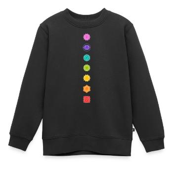 Chakra symboles 7 chakras yoga yoga Kundalini - Sweat Premium enfant bio - noir - Devant - AI Model Kid Female (0cm)