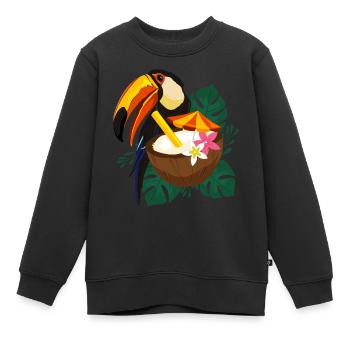 Été toucan avec soleil - Sweat Premium enfant bio - noir - Devant - AI Model Kid Female (0cm)