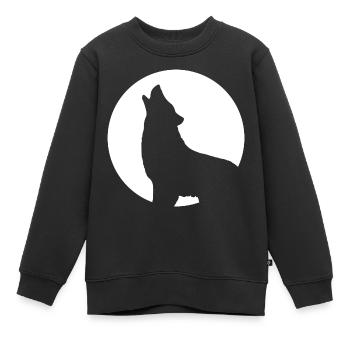 Loup hurlant lune pleine lune nuit - Sweat Premium enfant bio - noir - Devant - AI Model Kid Female (0cm)