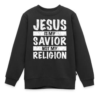 Jésus est mon sauveur et non ma religion - Sweat Premium enfant bio - noir - Devant - AI Model Kid Female (0cm)