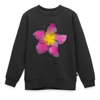 Aquarelle Frangipanier - Sweat Premium enfant bio - noir - Devant - AI Model Kid Female (0cm)
