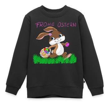 Osterhase mit Korb - Kinder Premium Organic Sweatshirt - Schwarz - Vorne - AI Model Kid Female (0cm)