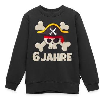 6e anniversaire pirate cadeau garçon 6 ans - Sweat Premium enfant bio - noir - Devant - AI Model Kid Female (0cm)