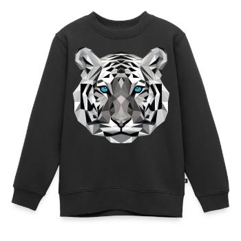 Tiger Polygone - Sweat Premium enfant bio - noir - Devant - AI Model Kid Female (0cm)