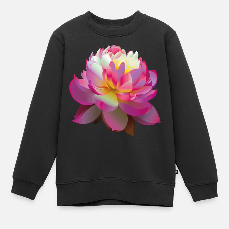 Belle Fleur de Lotus rose - Sweat Premium enfant bio - noir