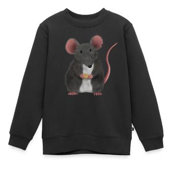 Petite souris ou rat mignon - Sweat Premium enfant bio - noir - Devant - AI Model Kid Female (0cm)