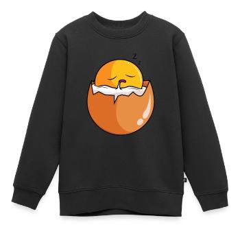 Œuf endormi Œuf drôle doux Œufs brouillés Œuf frit - Sweat Premium enfant bio - noir - Devant - AI Model Kid Female (0cm)