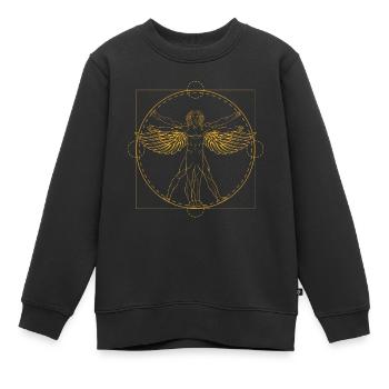 Vitruvian man wing Leonardo Da Vinci - Kids Premium Organic Sweatshirt - black - Front - AI Model Kid Female (0cm)