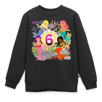 6. Geburtstag Mädchen Meerjungfrau ich bin 6 Jahre - Kinder Premium Organic Sweatshirt - Schwarz - Vorne - AI Model Kid Female (0cm)