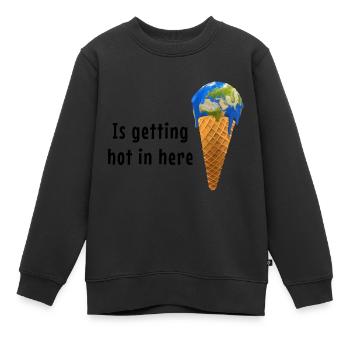 Global Warming Earth Ice cream keep it cool - Kinder Premium Organic Sweatshirt - Schwarz - Vorne - AI Model Kid Female (0cm)