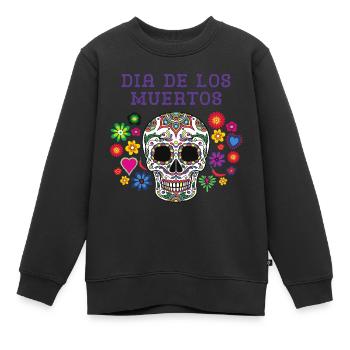 Halloween Dia de los Muertos mexikanische spanische Kokosnuss - Kinder Premium Organic Sweatshirt - Schwarz - Vorne - AI Model Kid Female (0cm)