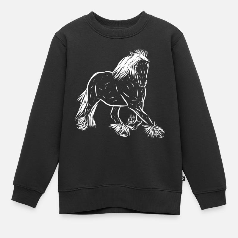 Chevaux - Sweat Premium enfant bio - noir