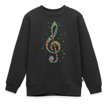 Musique clé de sol musicien clé de sol - Sweat Premium enfant bio - noir - Devant - AI Model Kid Female (0cm)