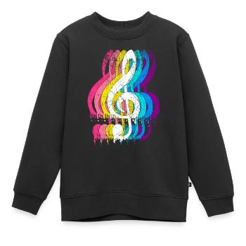Musicien clef clé de sol musique - Sweat Premium enfant bio - noir - Devant - AI Model Kid Female (0cm)