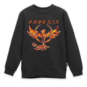 Phoenix flamboyant en flammes - Sweat Premium enfant bio - noir - Devant - AI Model Kid Female (0cm)